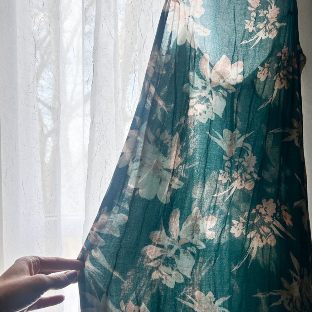 INTIMATELY free people Floral Sheer guaze airy teal pink cream Dress S small